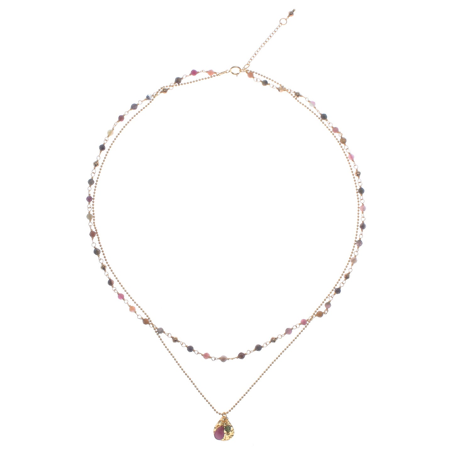 Color of Nature Gold Plated Tourmaline and Hematite Necklace