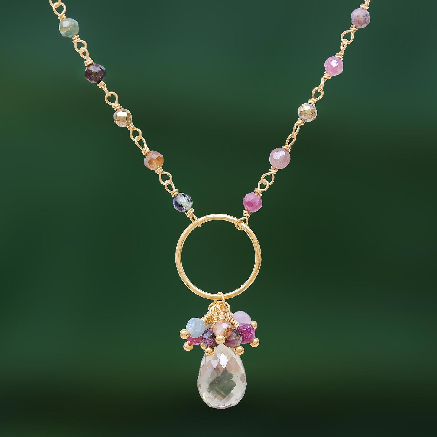 Sweet Serendipity Multi-Gemstone Pendant Necklace with 24k Gold Plating