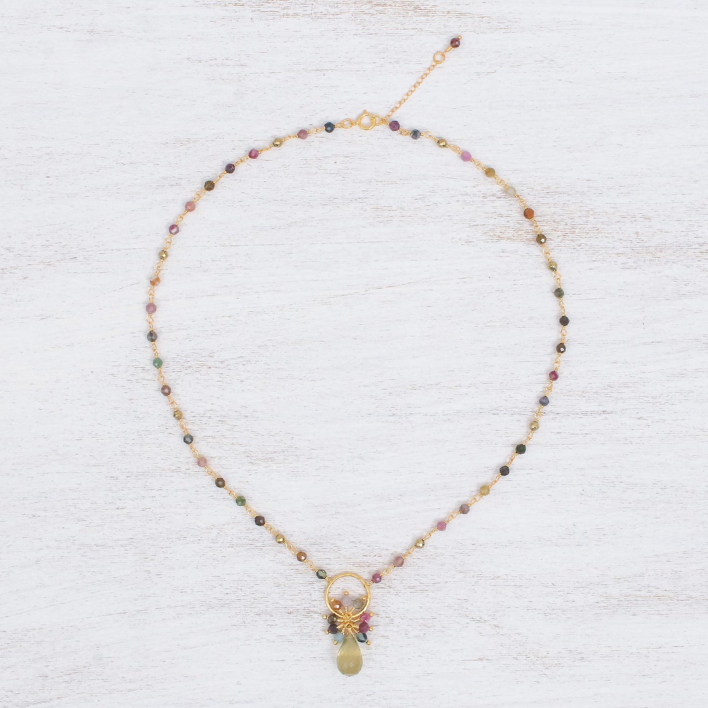 Sweet Serendipity Multi-Gemstone Pendant Necklace with 24k Gold Plating