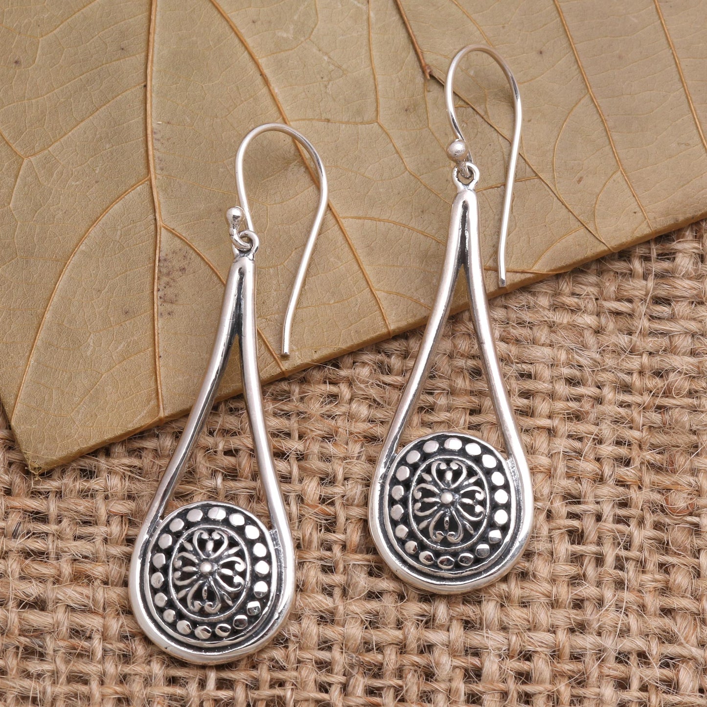 Bali Jawan Balinese Style Sterling Silver Dangle Earrings