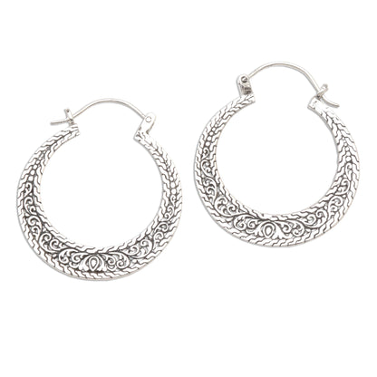 Sukawati Circles Sterling Silver Hoop Earrings from Bali