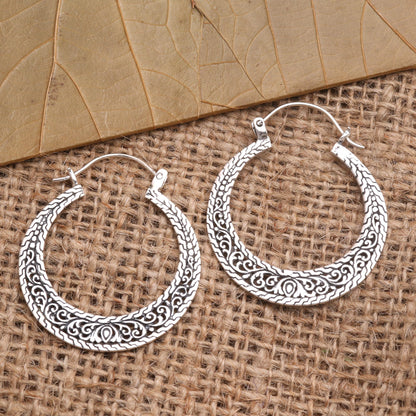 Sukawati Circles Sterling Silver Hoop Earrings from Bali