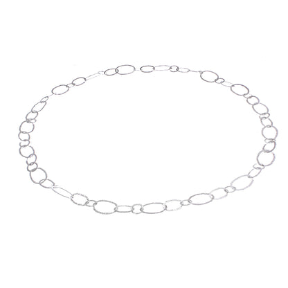 Lanna Links Extra Long 950 Silver Hammered Link Necklace