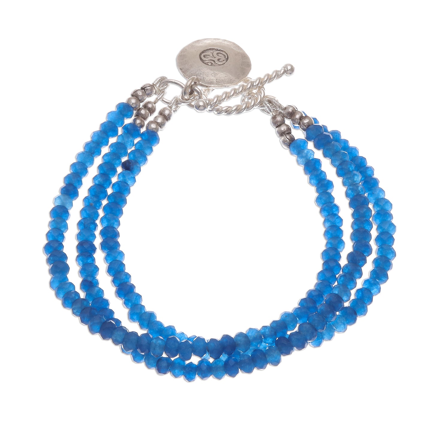 Ever Blue 950 Silver and Blue Quartz Beaded Bracelet