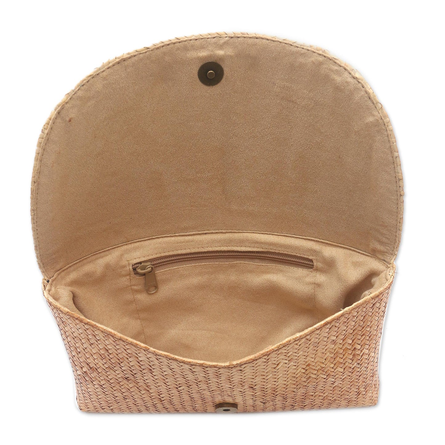 Casual Afternoon Handwoven Tan Rattan Envelope Clutch Bag from Bali