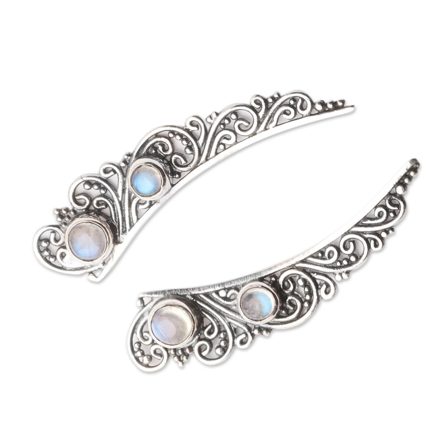 Little Wings Rainbow Moonstone Ear Climber Style Earrings