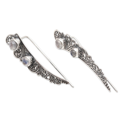 Little Wings Rainbow Moonstone Ear Climber Style Earrings