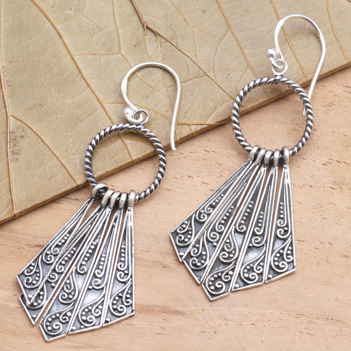 Pennants Hand Crafted Sterling Silver Dangle Earrings