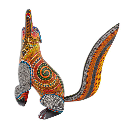 Howling Coyote Alebrije Sculpture Hand Painted 'Howling Coyote' NOVICA