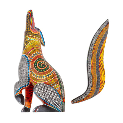 Howling Coyote Alebrije Sculpture Hand Painted 'Howling Coyote' NOVICA