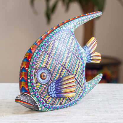 Zapotec Fish 12-inch Hand Carved and Painted Alebrije Fish Sculpture