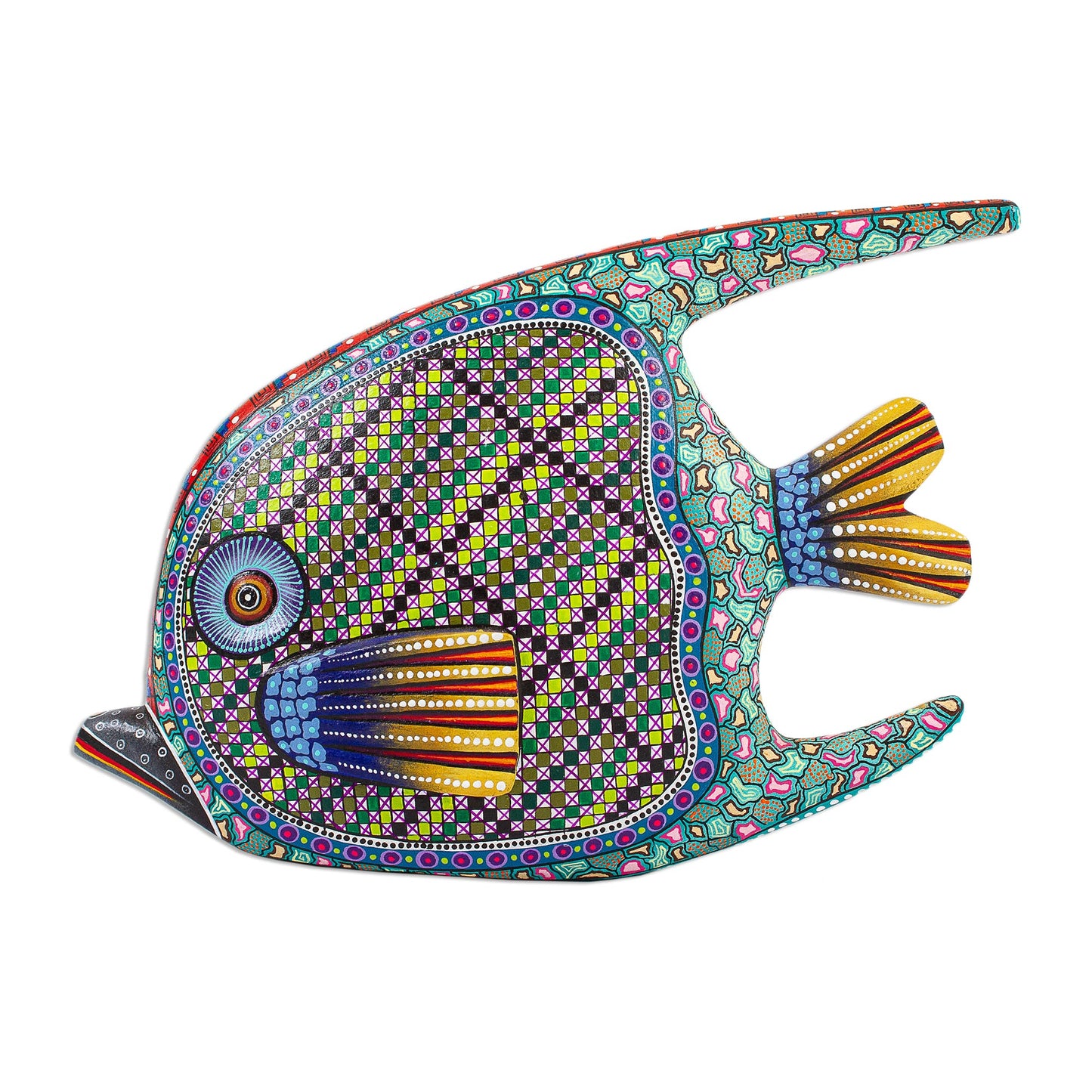 Zapotec Fish 12-inch Hand Carved and Painted Alebrije Fish Sculpture