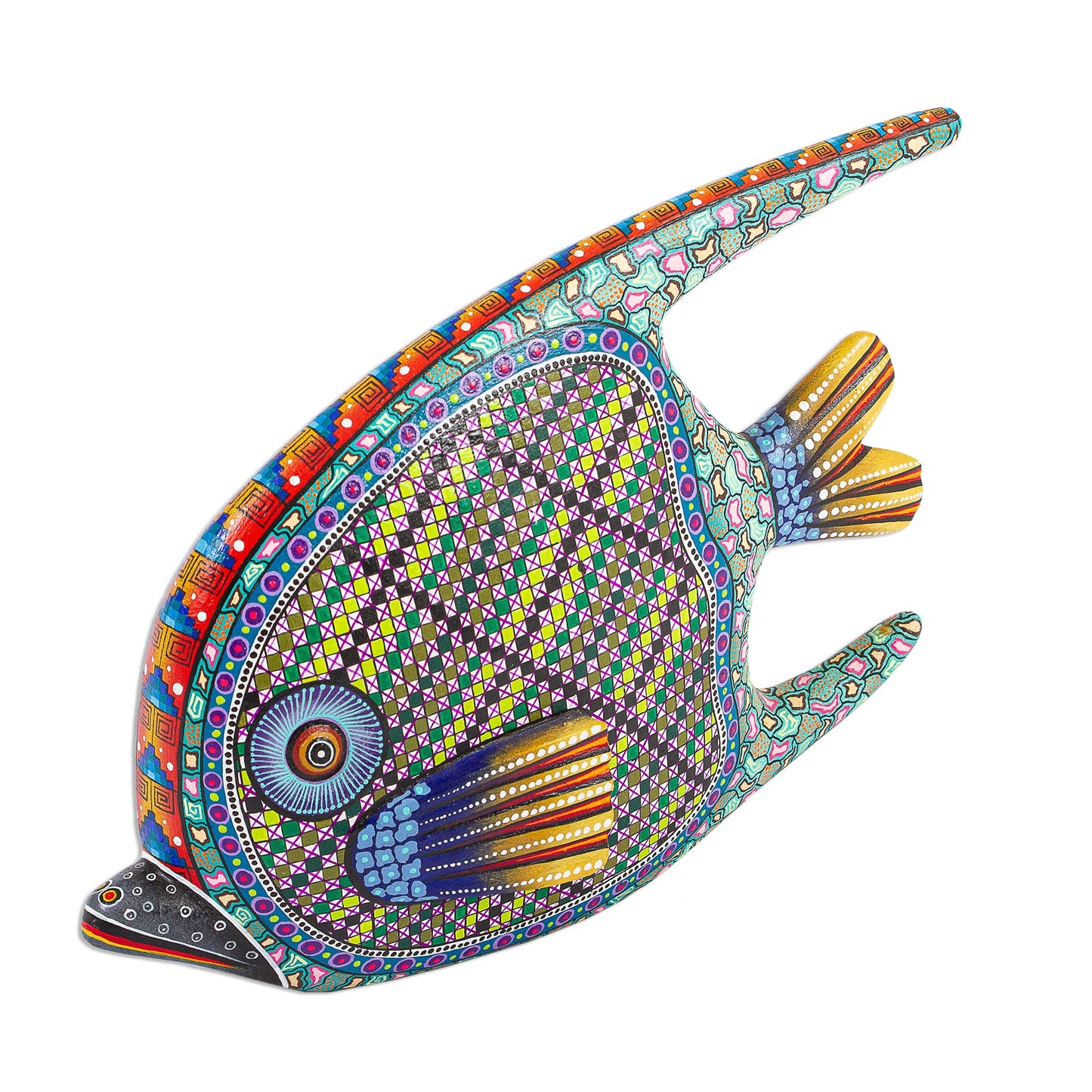 Zapotec Fish 12-inch Hand Carved and Painted Alebrije Fish Sculpture