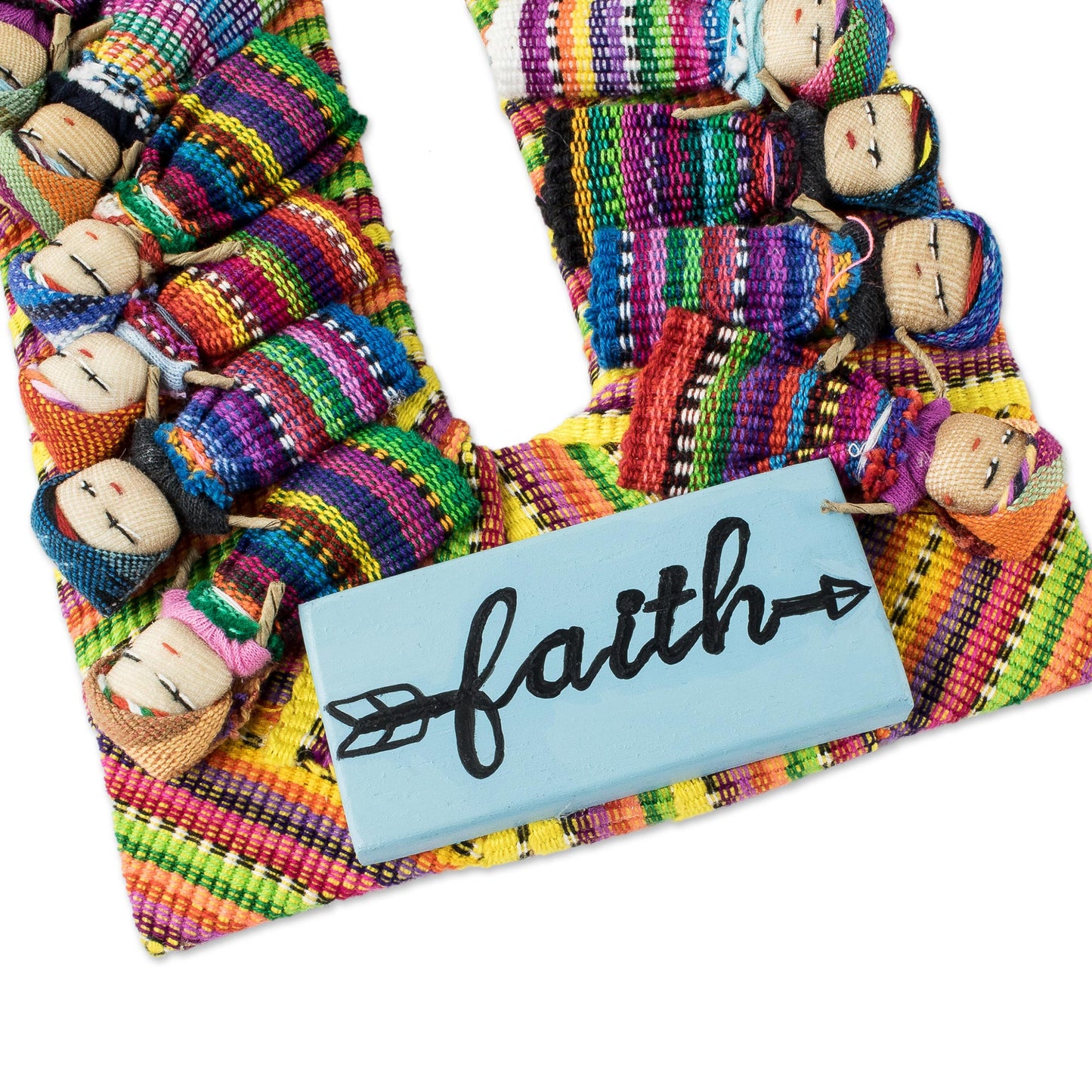 Keep the Faith Handmade Guatemalan Worry Doll Cross for Wall Display