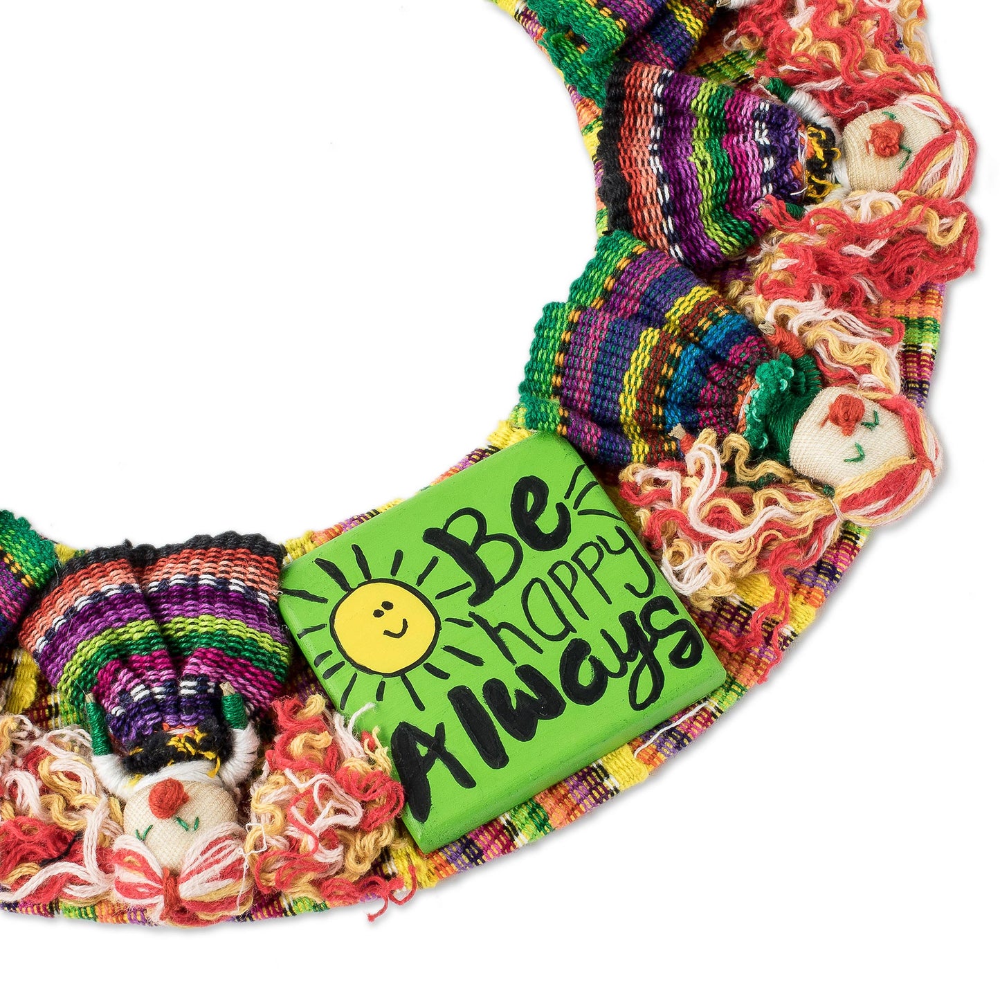 Be Happy Always Handmade Guatemalan Worry Doll Happy Wreath