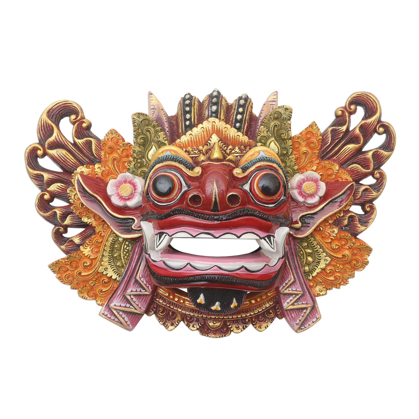 Barong Dance Balinese Handpainted Good vs. Evil Wood Dance Mask