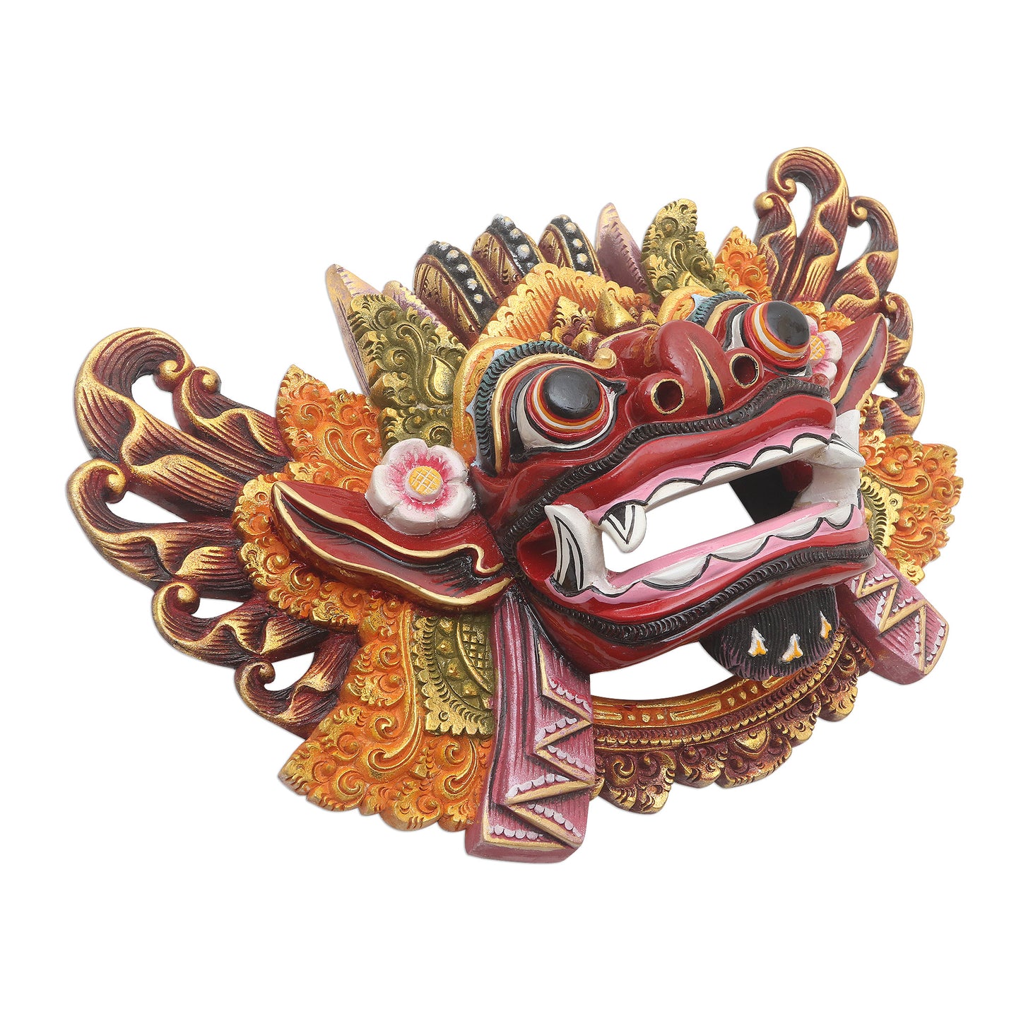 Barong Dance Balinese Handpainted Good vs. Evil Wood Dance Mask