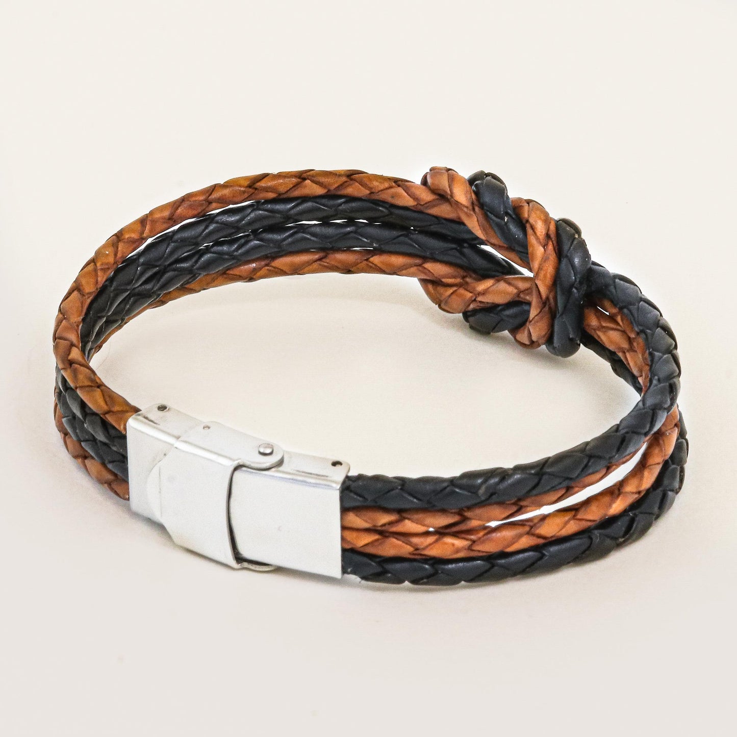 Nostalgia Unity Handmade Brown & Black Leather Braid Unity Bracelet