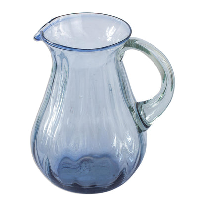 Fiesta Azul Fluted Blue Recycled hand Blown Glass Pitcher