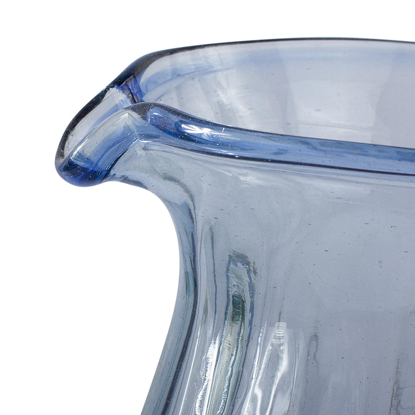 Fiesta Azul Fluted Blue Recycled hand Blown Glass Pitcher