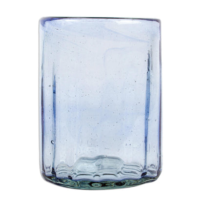 Fiesta Azul Fluted Blue Hand Blown Tumbler Glasses (Set of 6)