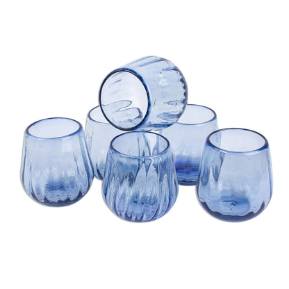 Fiesta Azul Hand Blown Blue Stemless Wine Glasses (Set of 6)