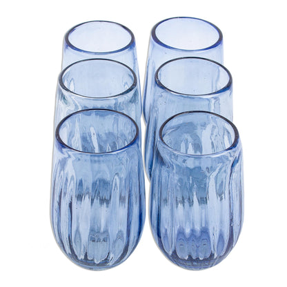 Fiesta Azul Recycled Hand Blown Stemless White Wine Glasses (Set of 6)