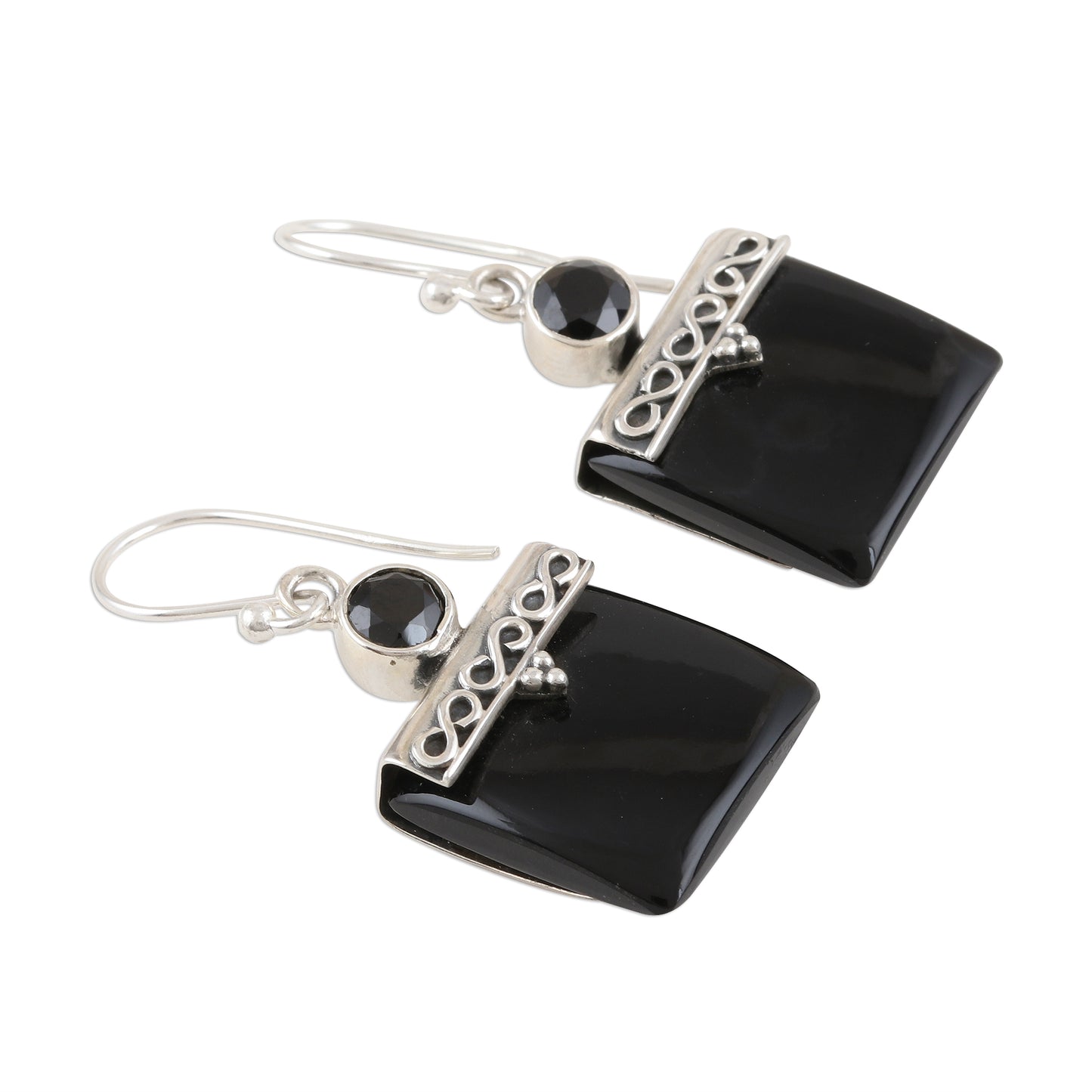 Glory in Black Black Onyx and Silver Dangle Earrings