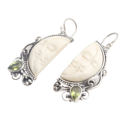 Cheek to Cheek Peridot and Sterling Silver Moon Dangle Earrings