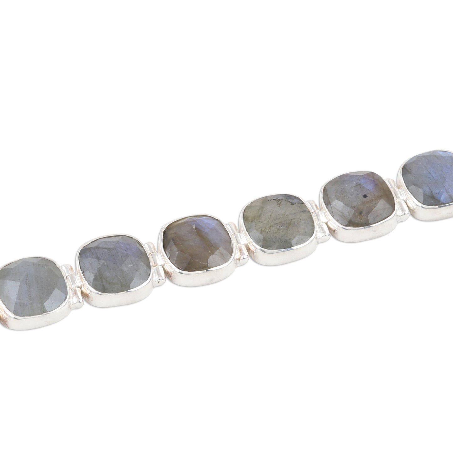 Dazzling Allure Square Faceted Labradorite Bracelet Set in Sterling Silver