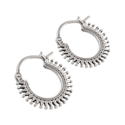 Bright Rays Handmade Sterling Silver Hoop Earrings