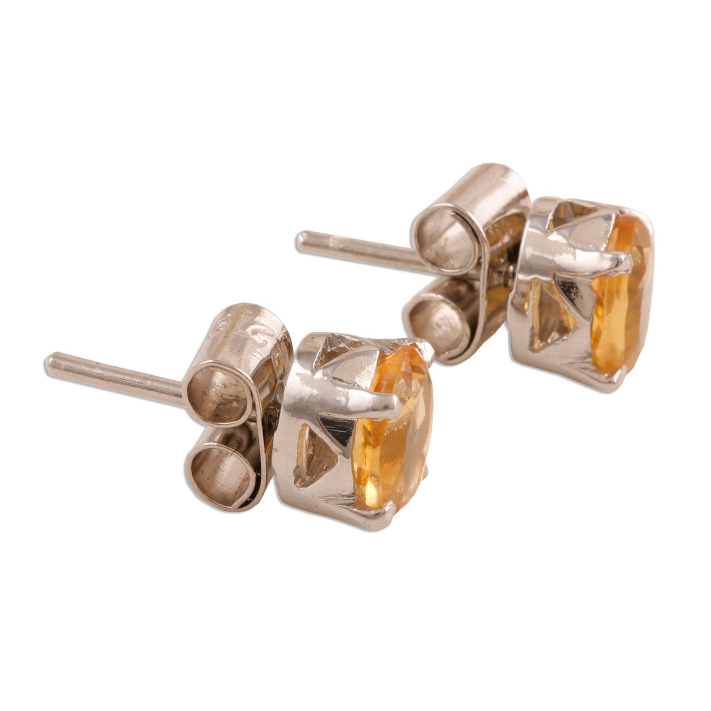 Scintillate Citrine Birthstone Stud Earrings from India