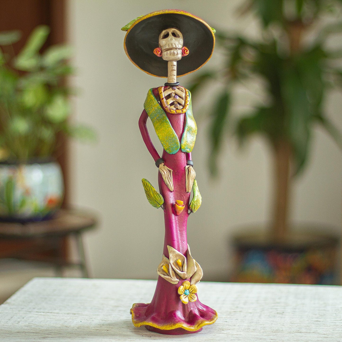 Haughty Catrina Aristocratic Ceramic Catrina Sculpture from Mexico