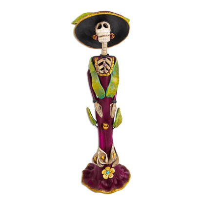 Haughty Catrina Aristocratic Ceramic Catrina Sculpture from Mexico