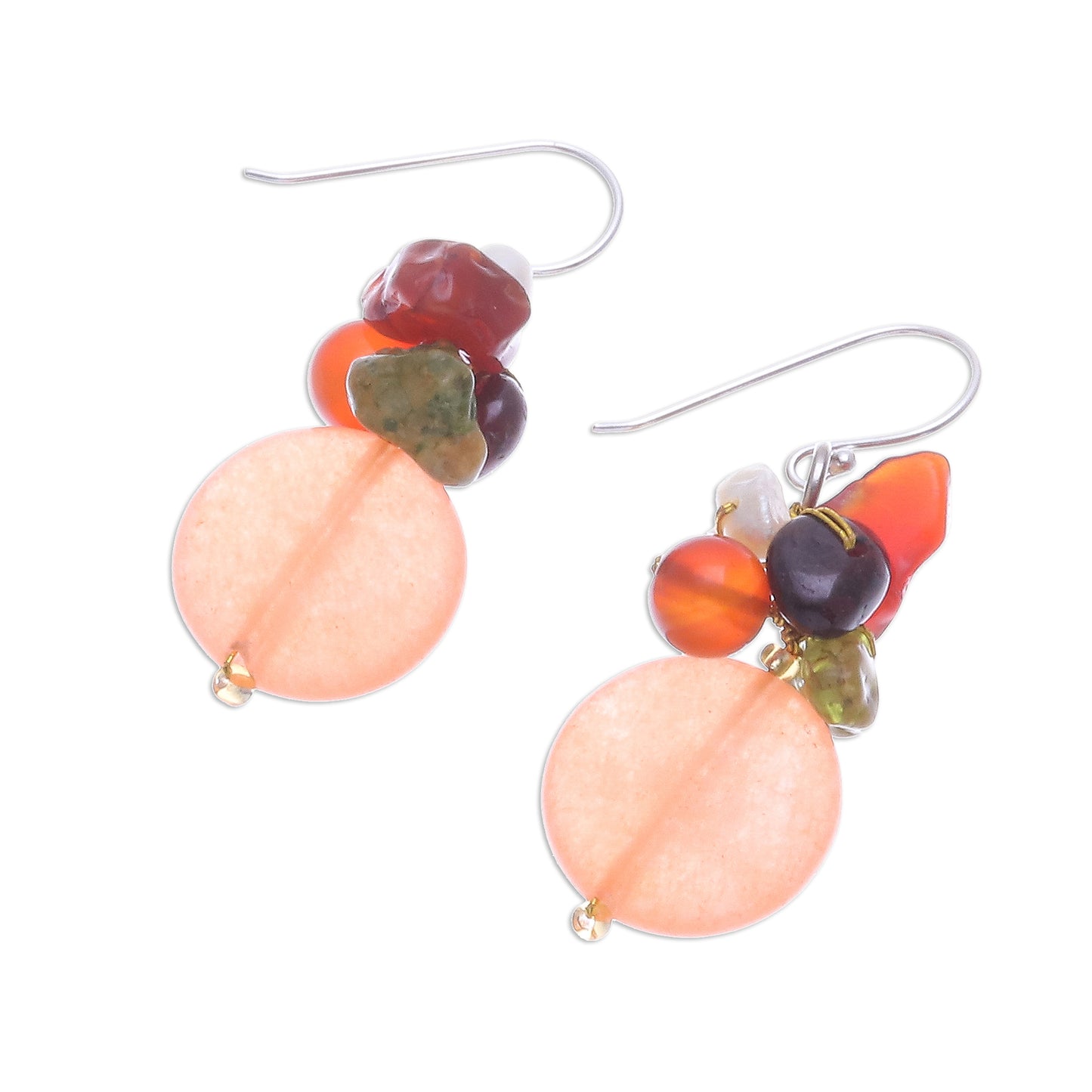 Orange Love Multi-gemstone Sterling Silver Dangle Earrings