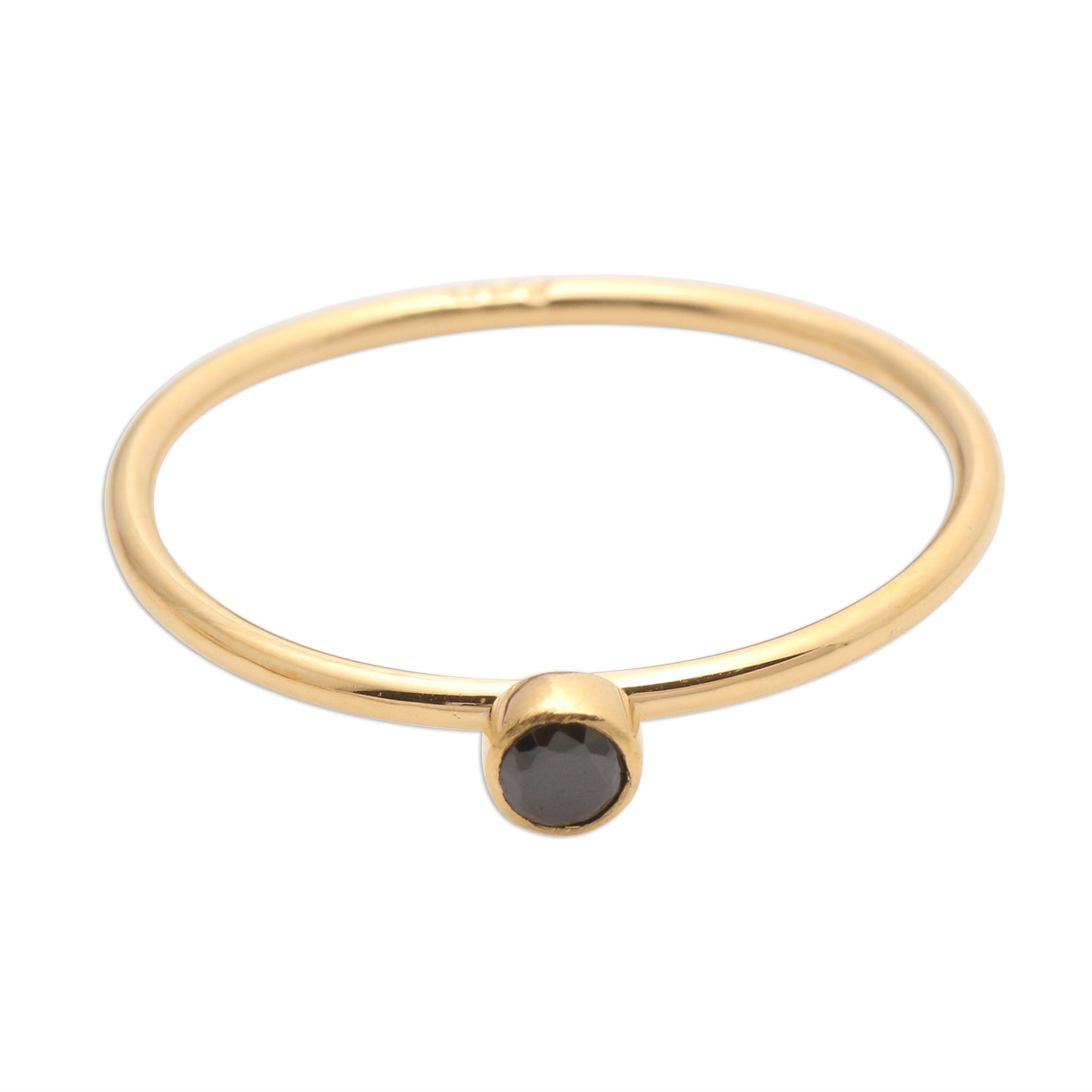 Subtly Sweet Onyx Solitaire Ring in 18k Gold Plated Sterling Silver
