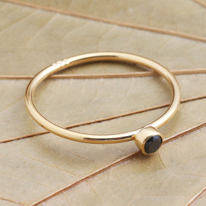 Subtly Sweet Onyx Solitaire Ring in 18k Gold Plated Sterling Silver