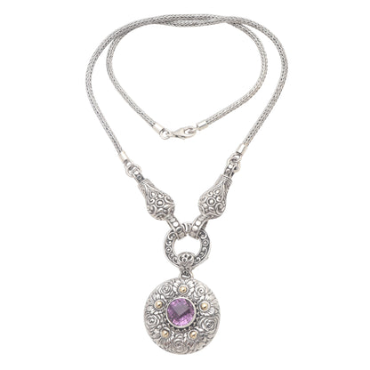 Badung Wreath Ornate Amethyst Necklace with 18k Gold Accents