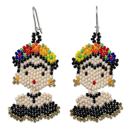 Frida in Black Handmade Beaded Frida Dangle Earrings