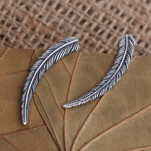 Coconut Leaf Ear Climber Earrings in Sterling Silver