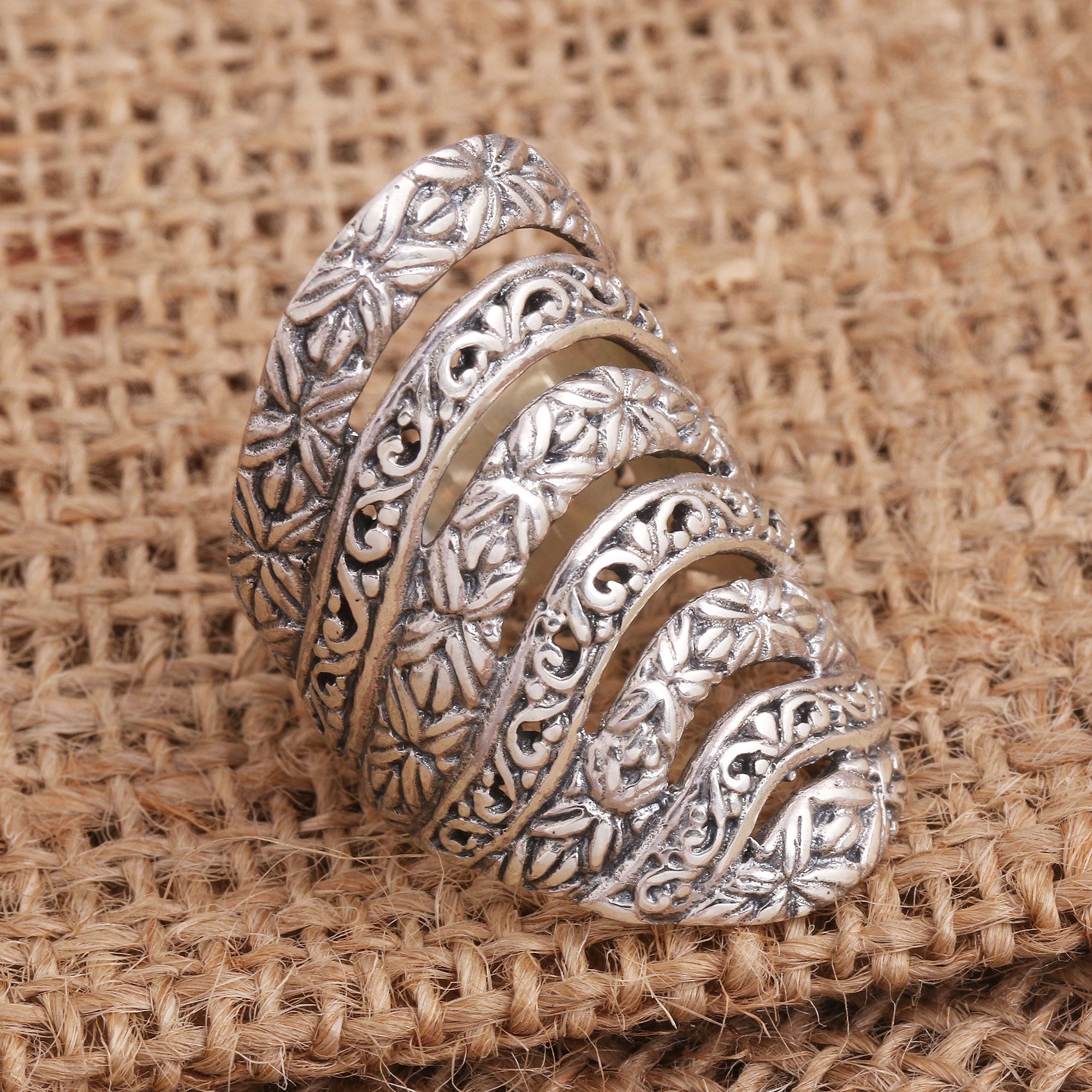 7 Layer Rings NOVICA Alluring Layers Seven Layer Sterling Silver Cocktail Ring ...
