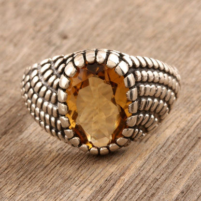 Cobbled Lane Five-Carat Citrine Ring for Men