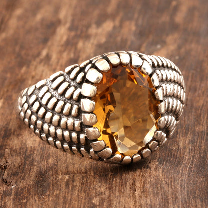 Cobbled Lane Five-Carat Citrine Ring for Men