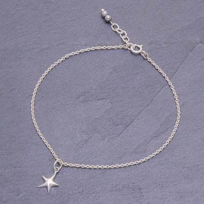 Sea Starfish Sterling Silver Starfish Hematite Ankle Bracelet