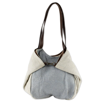 Celeste Undyed Recycled Denim and Cotton Shoulder Bag from Guatemala