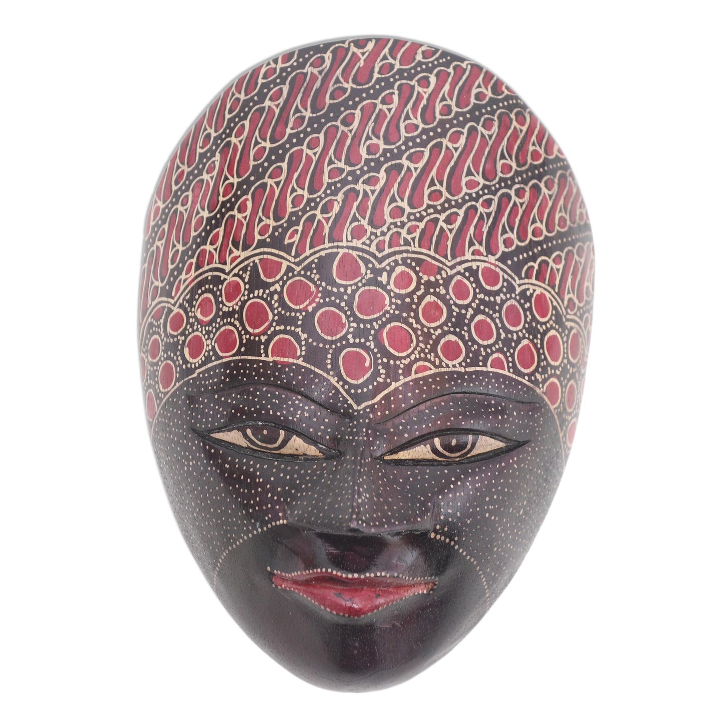 Face of Java Hand Painted Batik Wood Mask from Java