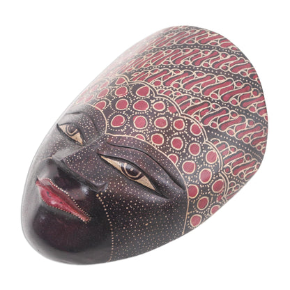 Face of Java Hand Painted Batik Wood Mask from Java