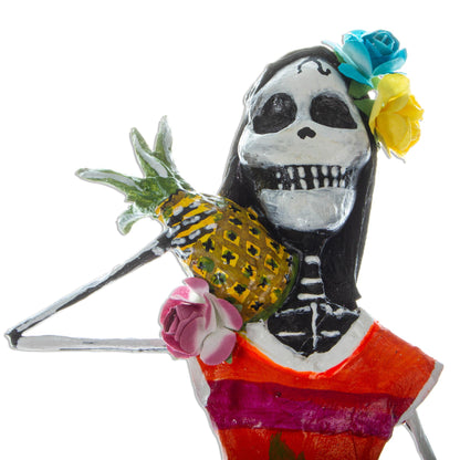 Catrina with Pineapple Day of the Dead Catrina Papier Mache Statuette