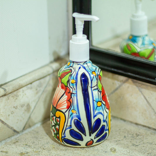 Talavera Bouquet Talavera-Style Ceramic Liquid Soap Dispenser