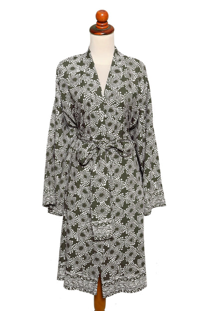 Nebula in Pewter Pewter Grey Batik Short Rayon Robe